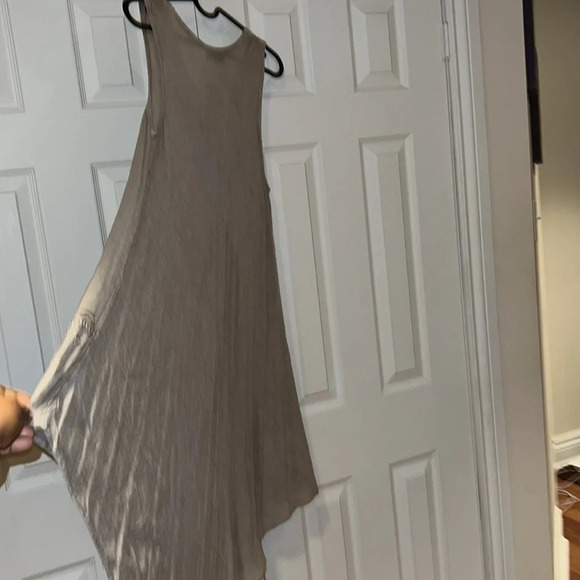 Vintage style Beige cotton flowy embroidered  sleeveless dress free size - Picture 6 of 11